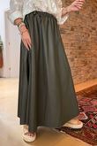 Made in Italy Runa Leather Look Skirt Khaki